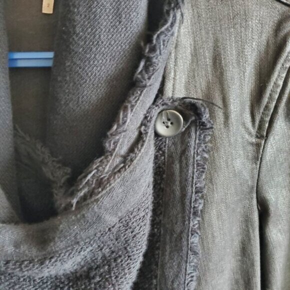 Free People Black Comb Waterfall Draped Moto Jacket Size 2 - Picture 7 of 13